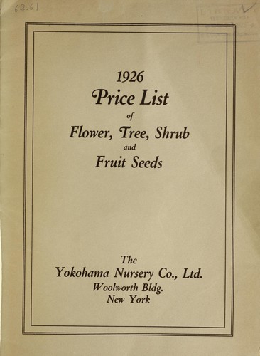 1926 Price list of flowers, trees, shrubs and fruit seeds