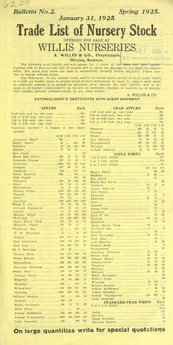 Trade list of nursery stock