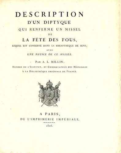 Description d'un diptyque qui renferme un missel de La fête des fous, lequel est conservé dans la bibliothèque de Sens
