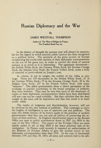 Russian diplomacy and the war