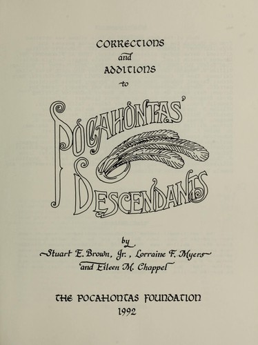 Corrections and additions to Pocahontas' descendants