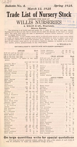 Trade list of nursery stock