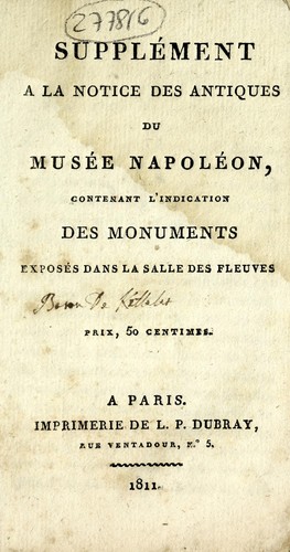 Supplément à la Notice des antiques du Musée Napoléon