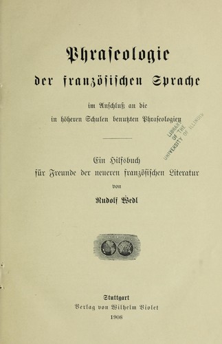 Phraseologie der franzo sischen sprache ...