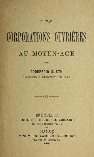 Les corporations ouvrie  res au moyen-age