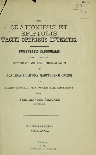 De orationibus et epistulis Taciti operibus intextis