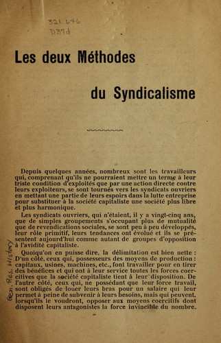 Les deux me thodes du syndicalisme