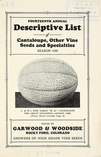 Fourteenth annual descriptive list of cantaloupe, vine seeds and other specialties