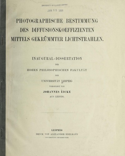 Photographische Bestimmung des Diffusionskoeffizienten mittels gekru mmter Lichtstrahlen
