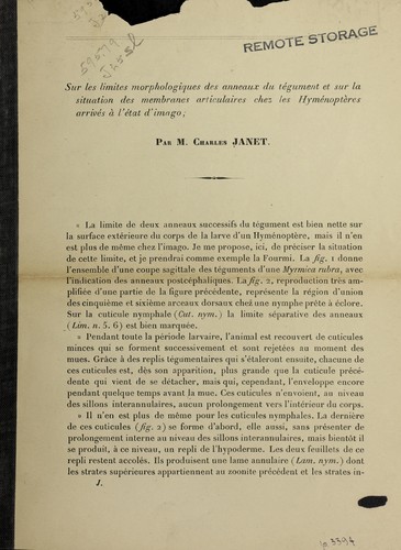 Sur les limites morphologiques des anneaux du te gument et sur la situation des membranes articulaires chez les Hyme nopte  res arrive s a   le tat d'imago