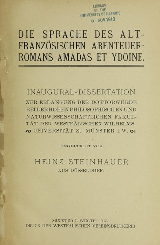 Die Sprache des altfranzo sischen Abenteuerromans Amadas et Ydoine