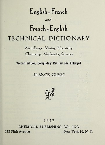 English-French and French-English technical dictionary