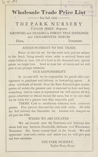 Wholesale trade price list for fall 1926