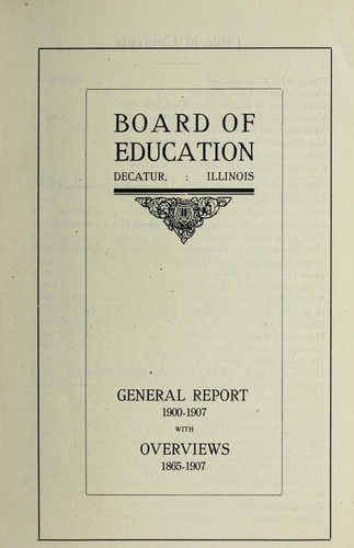 General report, 1900-1907