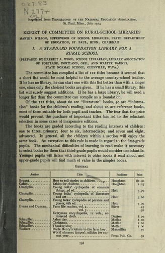 Report of Committee on rural-school libraries