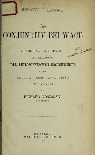 Der conjunctiv bei Wace ..