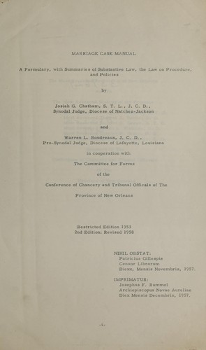 Marriage case manual