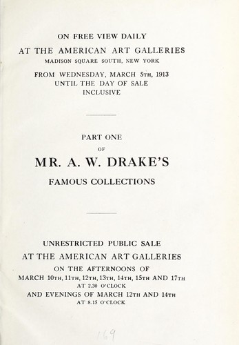 Mr. A.W. Drake's famous collections of antique samplers and needlework; old paintings and prints