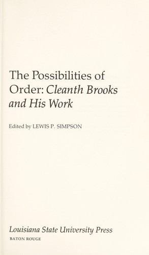 The Possibilities of order