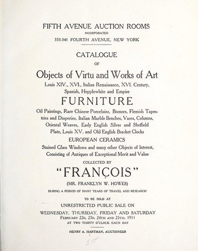 Catalogue of objects of virtu and works of art