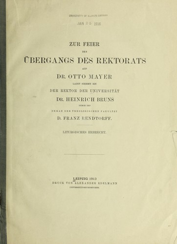 Zur feier des u bergangs des rektorats auf Dr. Otto Mayer ladet hiermit ein der rektor der universita t