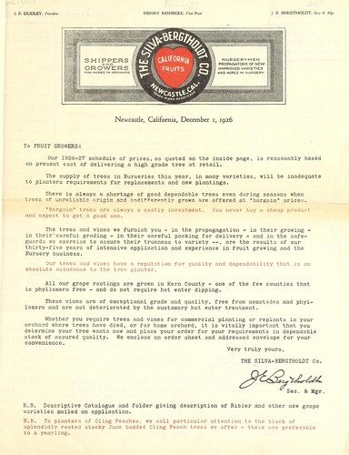Newcastle, California, December 1, 1926 [circular letter]