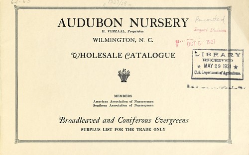 Wholesale catalogue [of] broadleaved and coniferous evergreens