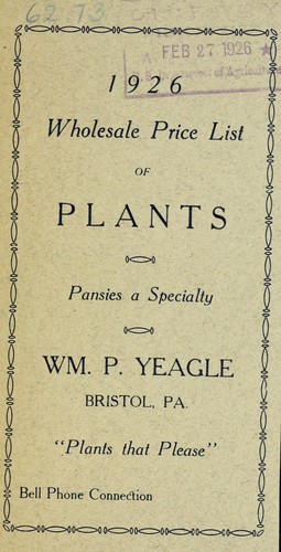 1926 wholesale price list of plants