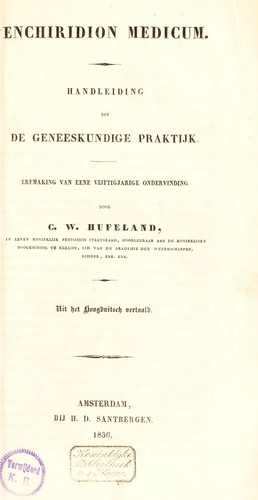 Enchiridion medicum. Handleiding tot de geneeskundige praktijk ...
