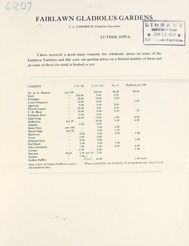 [Wholesale prices on some Fairlawn varieties