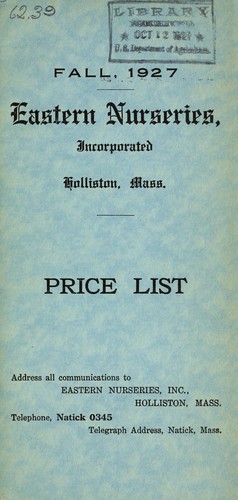 Price list of Eastern Nurseries, Inc