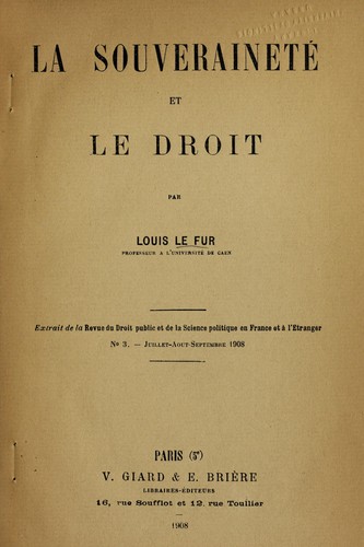 La souverainite  et le droit