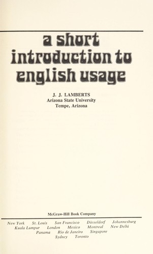 A short introduction to English usage