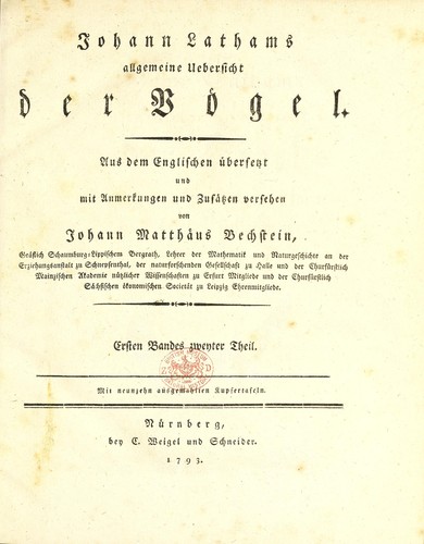 Johann Lathams allgemeine Uebersicht der Vögel