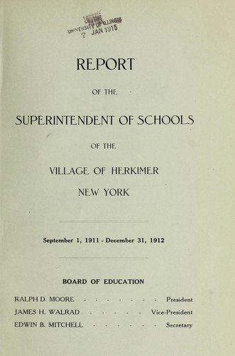 Report of the superintendent of schools of the village of Herkimer, N.Y.