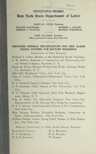 Proposed general specifications for fire alarm signal systems for factory buildings