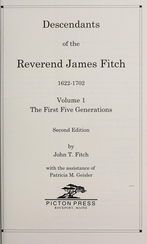 Descendants of the Reverend James Fitch, 1622-1702