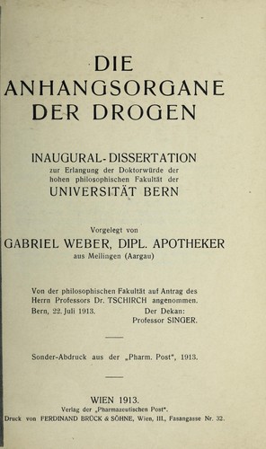 Die Anhangsorgane der Drogen