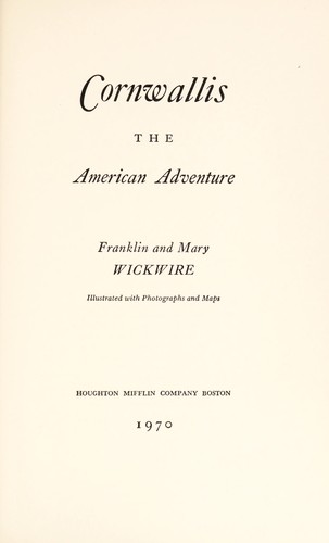 Cornwallis: the American adventure