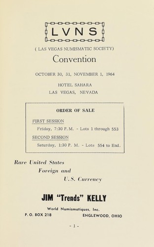 Las Vegas numismatic society auction sale catalogue