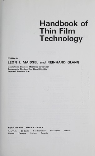 Handbook of thin film technology