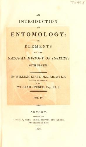 An introduction to entomology. Or Elements of the natural history of insects: with plates