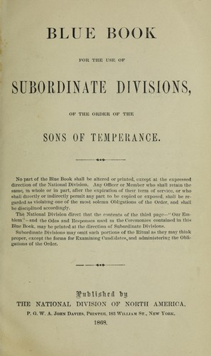Blue book for the use of subordinate divisions