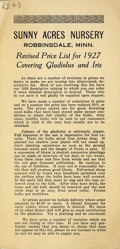 Revised price list for 1927, covering gladiolus and iris