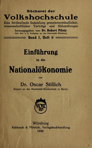Einfu hrung in die Nationalo konomie