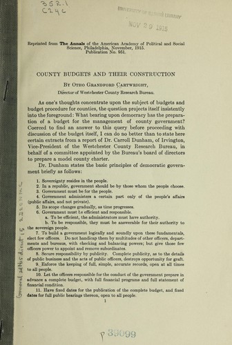County budgets and their construction