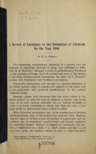 A review of the literature on the estimation of alkaloids for the year 1905