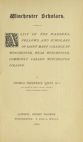 Winchester scholars