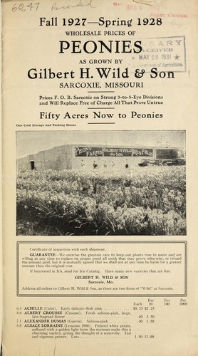 Fall 1927--spring 1928 wholesale prices of peonies