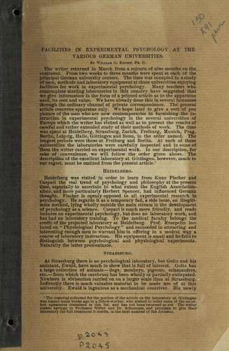 Facilities in experimental psychology at the various German universities